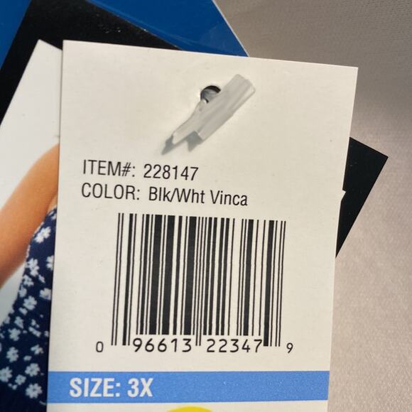 SlimSwim 3X swimsuit Black and White Vinca Floral Print Tank style with Shorts - Picture 3 of 12